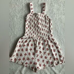 Cotton On 100% cotton floral white pink tank top shorts romper size 7